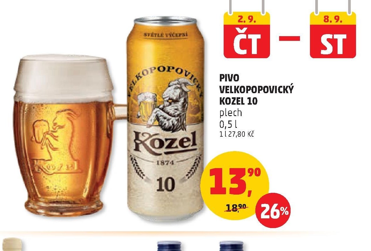 PIVO VELKOPOPOVICKÝ KOZEL 10 plech 0,5 l