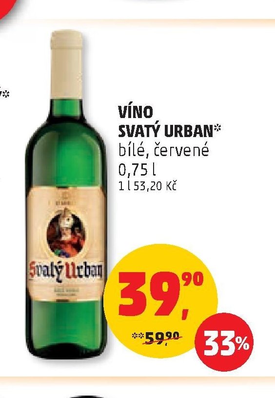 VÍNO SVATÝ URBAN bílé, červené 0,75 l