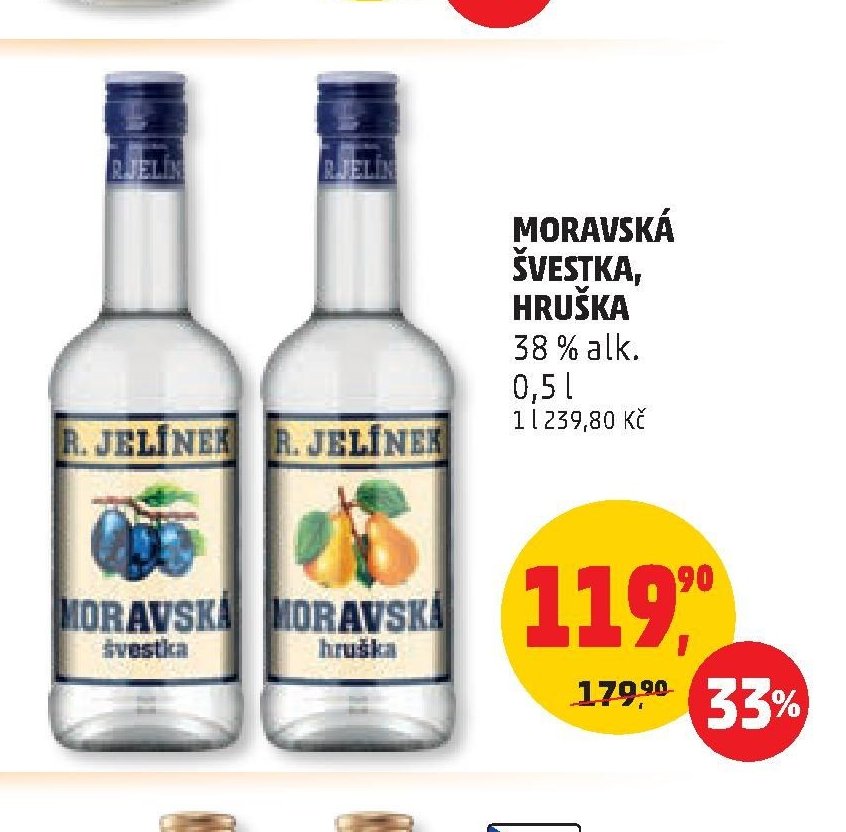 MORAVSKÁ ŠVESTKA, HRUŠKA 38 % alk. 0,5 l