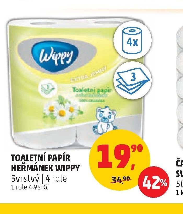 TOALETNÍ PAPÍR HEŘMÁNEK WIPPY 4 role