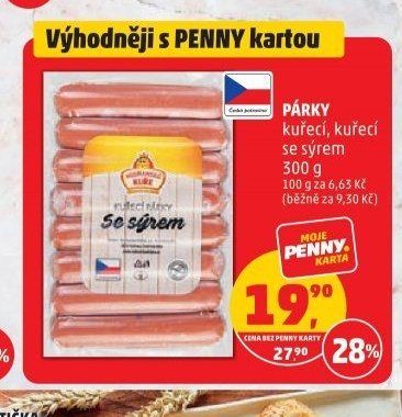 Párky kuřecí, kuřecí se sýrem 300 g