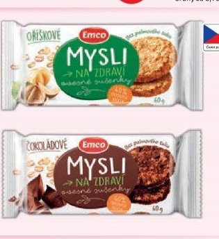 Ovesné sušenky Emco oříškové, čokoládové