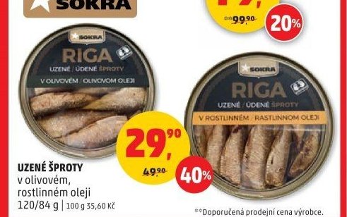 Sokra Riga uzené šproty v olivovém oleji