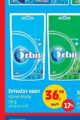 Žvýkačky Orbit různé druhy 58g