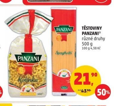 TĚSTOVINY PANZANI různé druhy 500 g