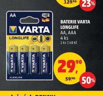 BATERIE VARTA LONGLIFE AA, AAA 4 ks