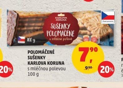 POLOMÁČENÉ SUŠENKY KARLOVA KORUNA s mléčnou polevou 100 g