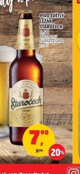 PIVO SVĚTLÝ LEŽÁK STAROČECH lahev