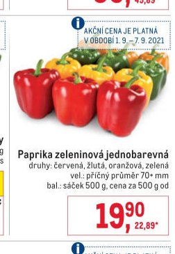 Paprika zeleninová jednobarevná