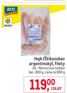 Hejk štikozubec argentinský filety mražený Aro