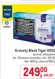 Tygří neloupané krevety mražené Metro Chef