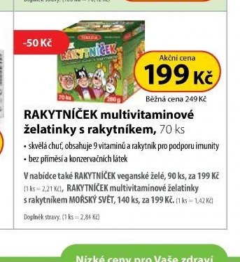 RAKYTNÍČEK multivitaminové želatinky s rakytníkem, 70 ks