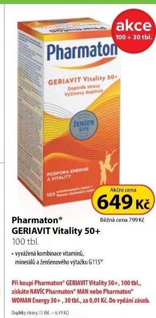 Doplněk stravy Geriavit Pharmaton Vitality 50+