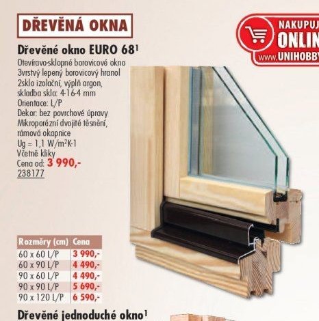 Dřevěné okno EURO 68 - UNI HOBBY akcniletaky.com
