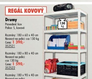 Regál kovový Drumy 180 x 60 x 40 cm - UNI HOBBY akcniletaky.com