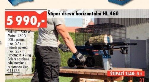 Štípač dřeva horizontální HL 460 - UNI HOBBY akcniletaky.com