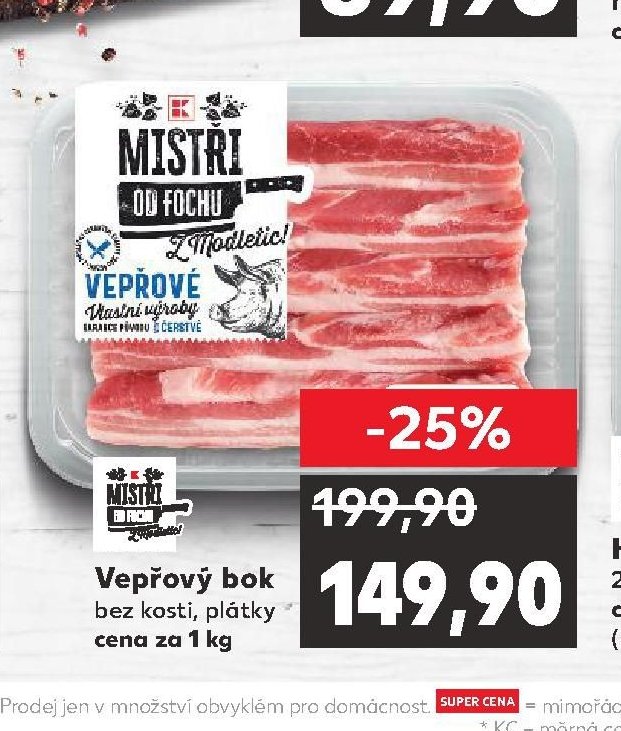 Vepřový bok bez kosti, plátky