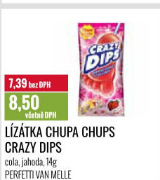 Lízátko s praskajícím práškem Crazy Dips Chupa Chups