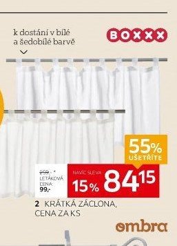 KRÁTKÁ ZÁCLONA, CENA ZA KS