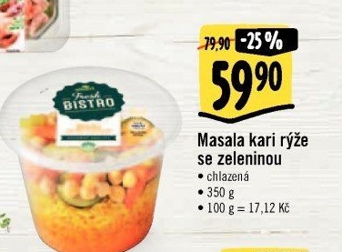 Kari rýže Masala se zeleninou Albert Fresh Bistro