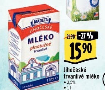 Mléko trvanlivé Jihočeské Madeta - 3,5% plnotučné