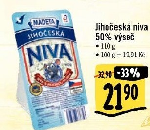 Sýr Niva Jihočeská 50% Madeta