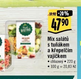 Mix salátů s tuňákem a křepelčím vajíčkem