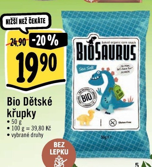Křupky kukuřičné bez lepku Biosaurus