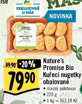 Kuřecí nugetky obalované bio Nature'