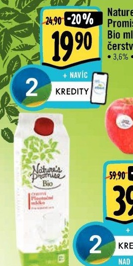 Mléko čerstvé bio Nature'