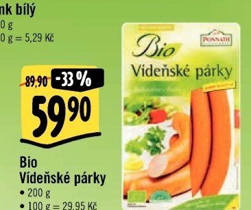 Párky vídeňské bio Ponnath