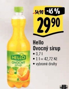 Sirup Extra hustý Hello