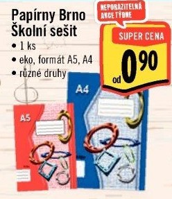 Školní sešit Papírny Brno