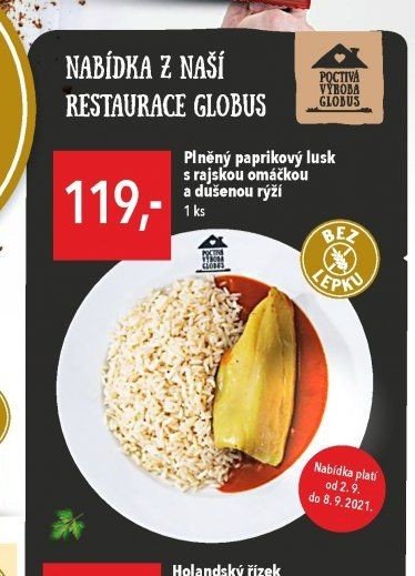 Plněný paprikový lusk s rajskou omáčkou a dušenou rýží