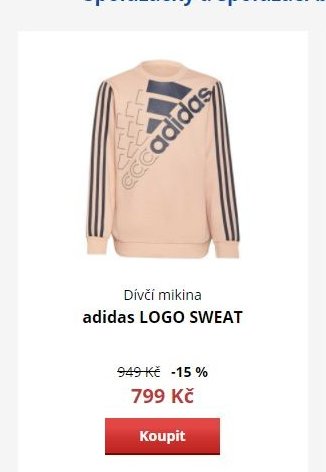Dívčí mikina adidas LOGO SWEAT