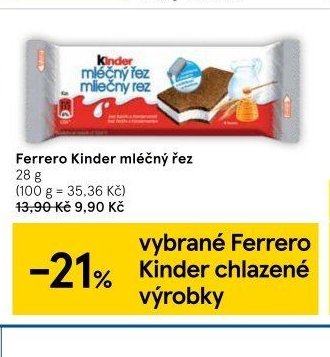 Ferrero Kinder mléčný řez 28 g