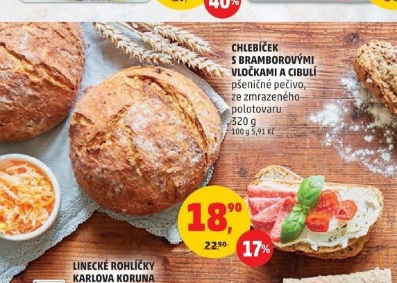 Chlebíček s bramborovými vločkami a cibulí