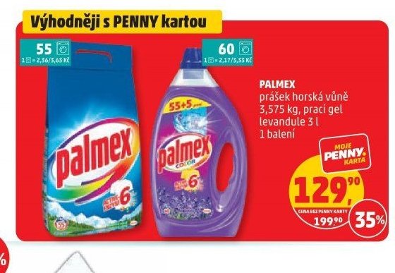 Palmex prášek horská vůně, prací gel levandule
