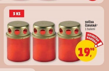 Svíčka červená, 3 ks