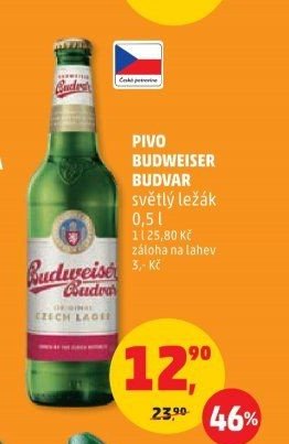 PIVO BUDWEISER BUDVAR světlý ležák