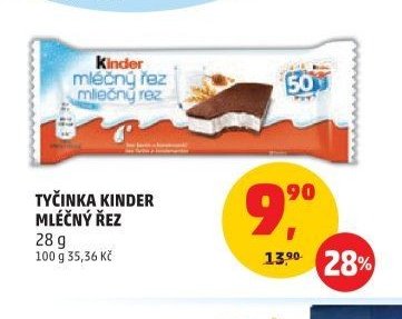 Tyčinka Kinder Mléčný řez