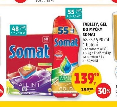 Tablety, gel do myčky Somat