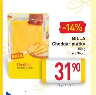 BILLA Cheddar plátky