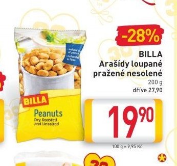 BILLA Arašídy loupané pražené nesolené