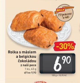 Rolka s máslem a belgickou čokoládou z naší pece