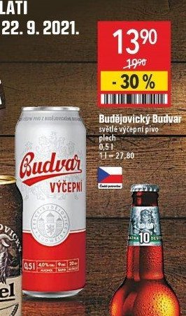 Budějovický Budvar světlé výčepní pivo plech 0,5 l