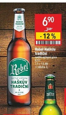 Rebel Haškův tradiční světlé výčepní pivo 0,5 l