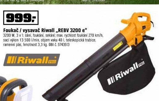 Elektrický vysavač listí Riwall REBV 3000E