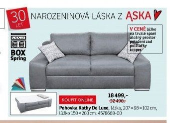 Pohovka Kathy De Luxe, látka, 207x98x102 cm, lůžko 150x200 cm - ASKO akcniletaky.com