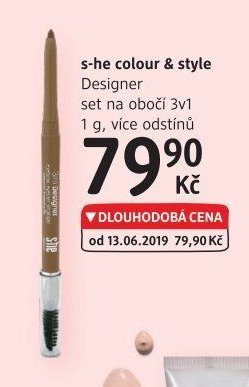 s-he colour & style Designer set na obočí 3v1 1 g, více odstínů